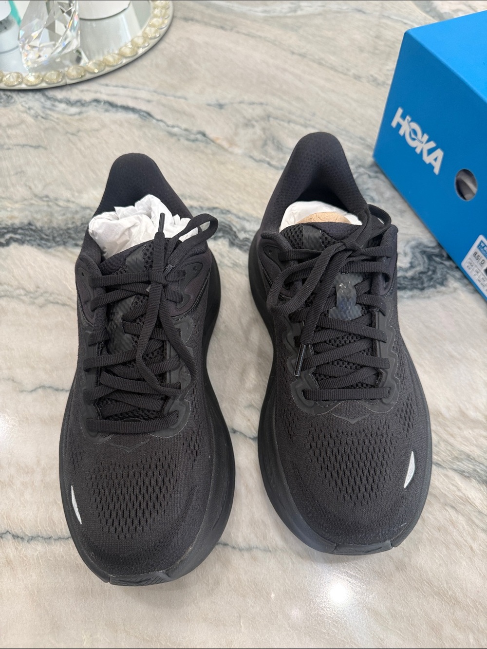 Hoka Bondi 9 Black Performance Running Sneakers Size 8.5 Wide width - Picture 5 of 10
